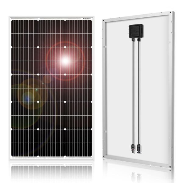 DOKIO 100W 18V Solarpanel Monokristallin – 12V Batterieladung für Wohnmobil, Camping & Garten