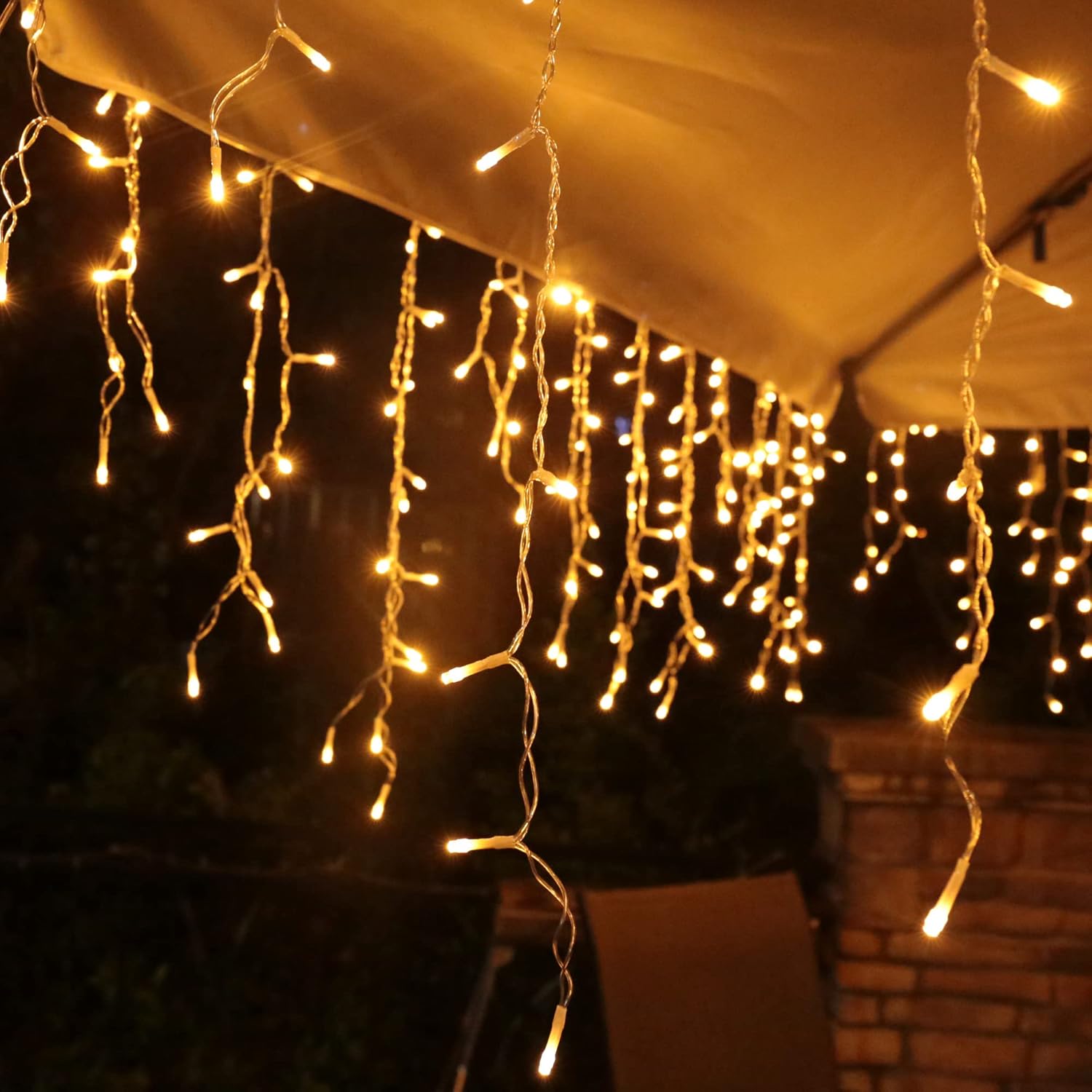 Eisregen Lichterkette Aussen 5-15m, 200-600 LED mit Timer, IP44 wasserdicht, 8 Modi für Weihnachten, Party, Garten, Balkon [Energieklasse F]