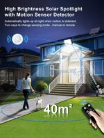 SIGRILL 172LED Solarleuchte mit Bewegungsmelder, IP65 Außenstrahler für Garten & Garage