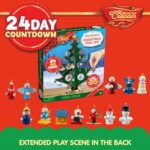 JOYIN Adventskalender 2024 - Holz-Weihnachtsbaum mit 28 Ornamenten – 24 Tage Countdown für Kinder & Erwachsene