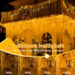 Ollny Eisregen Lichterkette Aussen 15M, 594 LED, Warmweiss oder Bunt, Wasserdicht, 8 Modi, Weihnachtsbeleuchtung für Balkon & Haus