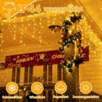Ollny Eisregen Lichterkette Aussen 15M, 594 LED, Warmweiss oder Bunt, Wasserdicht, 8 Modi, Weihnachtsbeleuchtung für Balkon & Haus