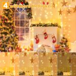 Ollny Lichtervorhang 3x3m, 300 LED, USB, Dimmbar, Fernbedienung, Timer für Fenster & Weihnachten (Warmweiß)