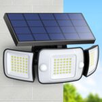 INTELAMP 6000 mAh Solarlampen Aussen mit Bewegungsmelder, 108 LED, IP65 Wasserdicht für Terrasse, Hof & Garage [Energieklasse A]