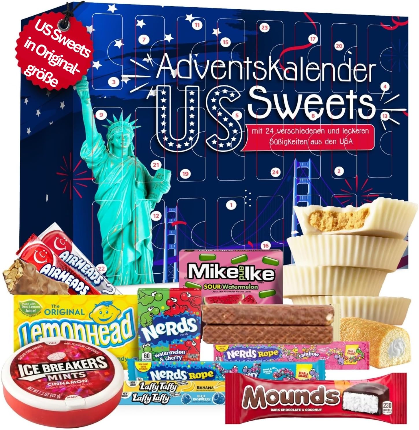 Amerikanische Süßigkeiten Adventskalender 2024 – 24x Candy für die Weihnachtszeit