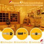 Ollny Eisregen Lichterkette Aussen 15M, 594 LED, Warmweiss oder Bunt, Wasserdicht, 8 Modi, Weihnachtsbeleuchtung für Balkon & Haus