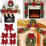 5 XL Glitzer-Weihnachtsschleifen – Deko für Baum, Kranz & Party