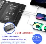 ELECAENTA 30W Faltbares ETFE Solarladegerät – 3-Port USB, PD18W, Type-C, Outdoor & Handy-Ladegerät