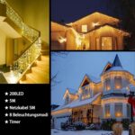 Eisregen Lichterkette Aussen 5-15m, 200-600 LED mit Timer, IP44 wasserdicht, 8 Modi für Weihnachten, Party, Garten, Balkon [Energieklasse F]