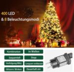 GYLEFY Weihnachtsbaum Lichterkette 2-3M, 400-480 LED, 8 Modi, IP65 Wasserdicht, Warmweiss