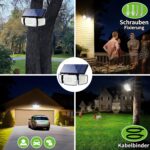 INTELAMP 6000 mAh Solarlampen Aussen mit Bewegungsmelder, 108 LED, IP65 Wasserdicht für Terrasse, Hof & Garage [Energieklasse A]