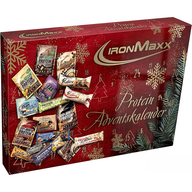 im IronMaxx Protein Adventskalender 2024 - 24 Fitness-Snacks - Perfektes Geschenk für Sportler