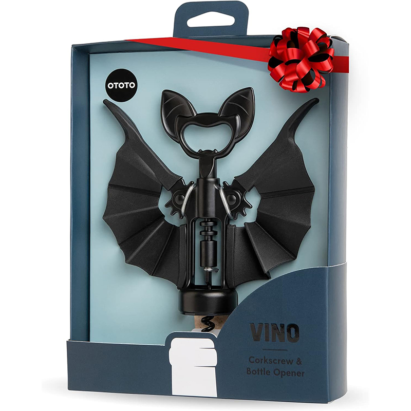 OTOTO 2-in-1 Korkenzieher Vino Fledermaus – Lustiger Gothic Flaschenöffner für Halloween & Wein