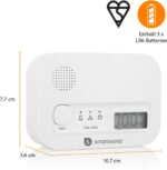 Smartwares CO-Melder, 10 Jahre Sensor, Display & Testknopf, 85 dB Alarm