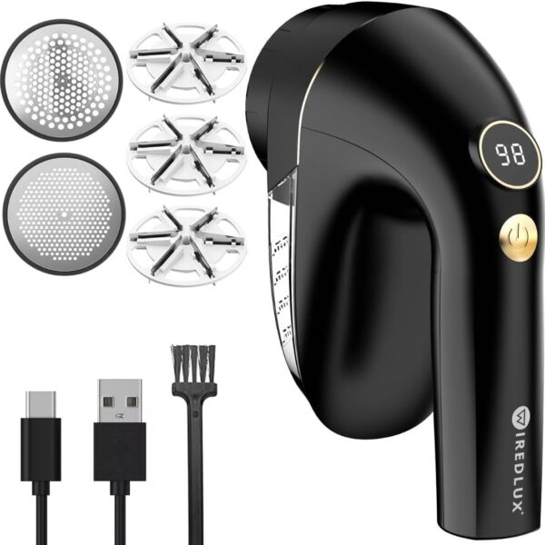 WiredLux Elektrischer Fusselrasierer – USB-Aufladbar mit LED & Zubehör