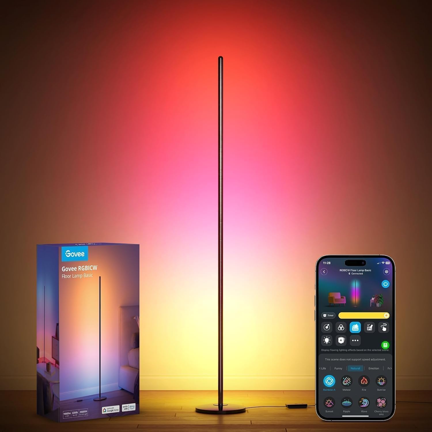 61V1txZ0J7L._AC_SL1500_.jpg Govee RGBICW LED Stehlampe – Alexa-kompatibel, App-Steuerung