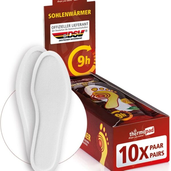 THERMOPAD Sohlenwärmer – 10 Paar, 8 Stunden Wärme, Größen S–XXL (36–46), Sofort einsatzbereit