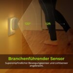 AUVON Nachtlicht mit Bewegungssensor & Dämmerungssensor, 2er Set, Einstellbare Helligkeit für Flur, Treppe, Schlafzimmer (Warmweiss/Bernstein)