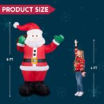 Joiedomi 1,8m Aufblasbare Weihnachtsdekoration mit LED, Weihnachtsmann für Garten & Party