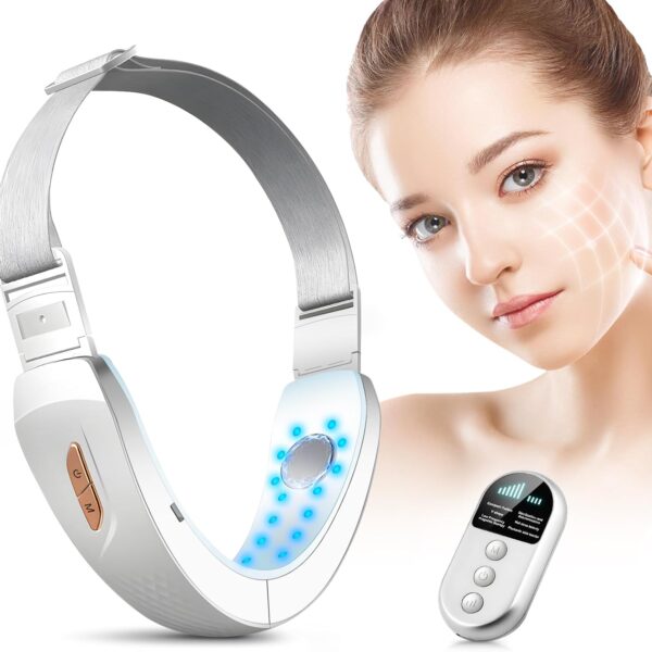 Elektrisches V-Face Shaping Massager – 6 Modi EMS Gua Sha, Rotes & Blaues Licht, Gesichtslifting & Straffung mit Fernbedienung