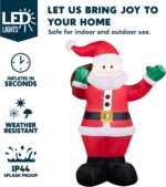 Joiedomi 1,8m Aufblasbare Weihnachtsdekoration mit LED, Weihnachtsmann für Garten & Party