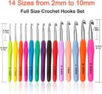 Häkelnadel-Set – 14 bunte, ergonomische Nadeln mit Softgriff & Tragetasche