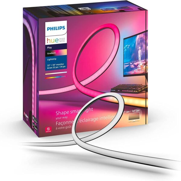 Philips Hue Play Gradient Lightstrip – 32/34”, dimmbar, 16 Mio. Farben, App-Steuerung, Alexa & HomeKit-kompatibel