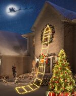 iShabao Lichterkette Weihnachtsbaum & Leiter mit Weihnachtsmann, 132-310 LEDs, Timer, 8 Modi, wasserdicht für Innen & Aussen, Weihnachtsdeko [Energieklasse G]