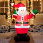 Joiedomi 1,8m Aufblasbare Weihnachtsdekoration mit LED, Weihnachtsmann für Garten & Party