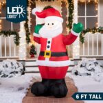 Joiedomi 1,8m Aufblasbare Weihnachtsdekoration mit LED, Weihnachtsmann für Garten & Party