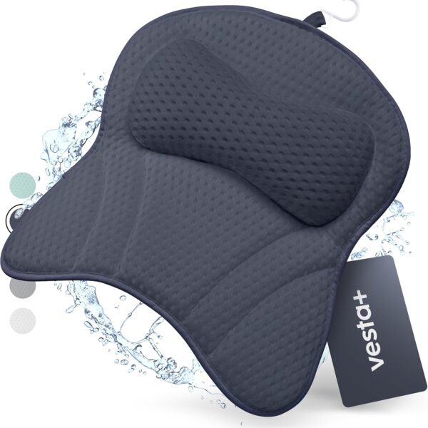 Vesta+ Badewannenkissen Nachtblau L – Ergonomisches Nackenkissen mit Saugnäpfen für Badewanne & Dusche