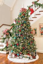 122 cm Weihnachtsbaumdecke – Weisse Plüsch-Christbaumdecke rund für festliche Deko
