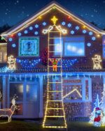 iShabao Lichterkette Weihnachtsbaum & Leiter mit Weihnachtsmann, 132-310 LEDs, Timer, 8 Modi, wasserdicht für Innen & Aussen, Weihnachtsdeko [Energieklasse G]