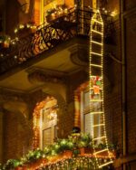 iShabao Lichterkette Weihnachtsbaum & Leiter mit Weihnachtsmann, 132-310 LEDs, Timer, 8 Modi, wasserdicht für Innen & Aussen, Weihnachtsdeko [Energieklasse G]