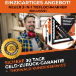 THORVALD 5-in-1 Zimmermannswinkel – Aluminiumwinkel mit Tieflochmarker, 180 mm für präzises Anreissen & Zeichnen