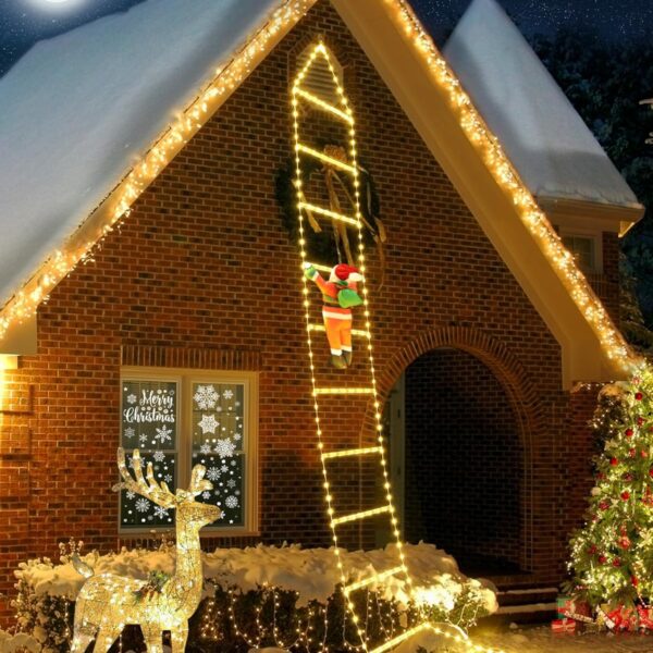 iShabao Lichterkette Weihnachtsbaum & Leiter mit Weihnachtsmann, 132-310 LEDs, Timer, 8 Modi, wasserdicht für Innen & Aussen, Weihnachtsdeko [Energieklasse G]
