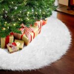 122 cm Weihnachtsbaumdecke – Weisse Plüsch-Christbaumdecke rund für festliche Deko