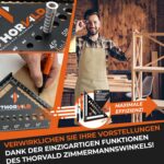 THORVALD 5-in-1 Zimmermannswinkel – Aluminiumwinkel mit Tieflochmarker, 180 mm für präzises Anreissen & Zeichnen