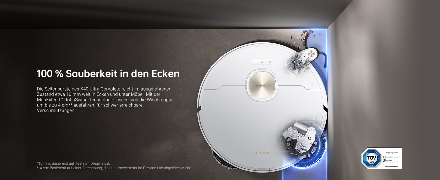 Dreame X40 Ultra - Saugroboter mit Wischfunktion, 12.000 Pa, 70°C Selbstreinigung & Auto-Entleerung