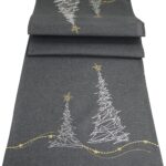 khevga Tischläufer Tischdecke Weihnachten modern mit Stickerei