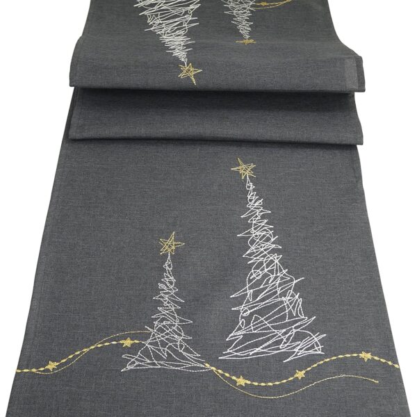 khevga Tischläufer Tischdecke Weihnachten modern mit Stickerei