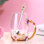 Luka Tech Glas-Teetasse mit Blumen & Schmetterling – Geschenk für Mama & Frauen