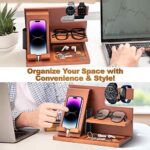 Valentinstag Geschenk für Männer - Holz Telefon Dockingstation & Nachttisch Organizer – Perfekt für Papa, Ehemann & Geburtstag! – Bild 2