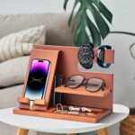 Valentinstag Geschenk für Männer - Holz Telefon Dockingstation & Nachttisch Organizer – Perfekt für Papa, Ehemann & Geburtstag! – Bild 5