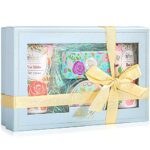 Body & Earth Handcreme Geschenkset – 4x Rosen-Duft, inkl. Fusscreme, Kerze & Seife
