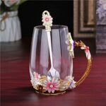 Luka Tech Glas-Teetasse mit Blumen & Schmetterling – Geschenk für Mama & Frauen
