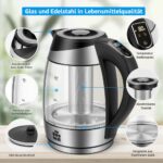 ForMe Glas-Wasserkocher 1,8L - 40–100°C - LED-Farbwechsel - BPA-frei - Teesieb & Warmhaltefunktion