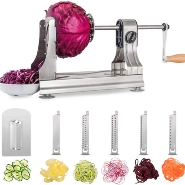 WellToBe CS 668 Spiralschneider mit 6 Klingen & 4 Saugnäpfen – Für Gemüse-Spaghetti aus Zucchini, Karotten & Co.