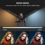 RALENO LED Videoleuchte 2er-Set, 384 LEDs, 8000mAh Akku, 180cm Stativ, Dimmbar 3200-5600K, CRI95 für YouTube & TikTok