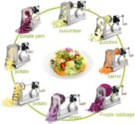 WellToBe CS 668 Spiralschneider mit 6 Klingen & 4 Saugnäpfen – Für Gemüse-Spaghetti aus Zucchini, Karotten & Co.